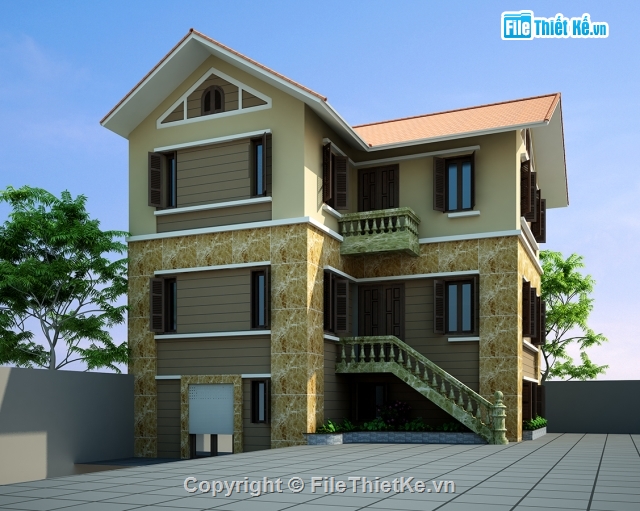 Biệt thự 3 tầng phong cách hiện đại,Diện tích 10.2x11.2m,Biệt thự 3 tầng 10.2x11.2m